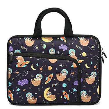 Imagem de 11 11,6 12 12,1 12,1 capa para laptop Chromebook capa Ultrabook capa para notebook bolsa mensageiro para tablet capa neoprene alça manga para mulheres homens, dois bolsos (preguiça espacial)