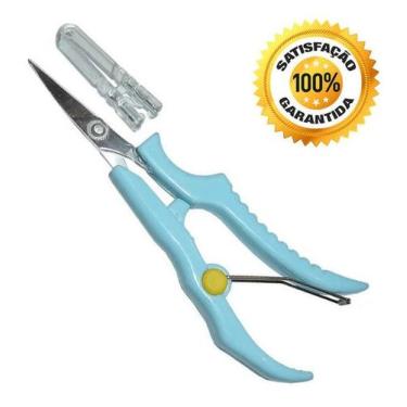 Imagem de Tesoura Ponta Curva Arremate Acabamento Artesanato 12cm Azul - Premier