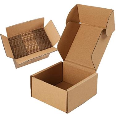 Imagem de werfami Caixas De Papelão Ondulado Marrom - 4X4X2, Pacote Com 30 Pequenas Para Envio E Embalagem