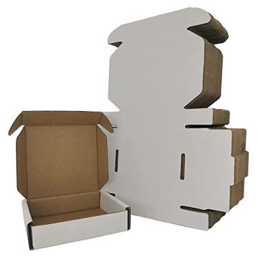 Imagem de Rnisda Pacote Com 25 Caixas Pequenas De Remessa 4X4X1'', Papelão Ondulado Branco Para Empresas Embalagens Correspondência (W441-25)