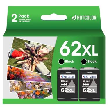 Imagem de HOTCOLOR Cartucho de tinta preta de substituição 62 para hp Ink 62 62xl cartucho use com Envy 5660 7640 7645 5540 5640 Officejet 250 5740 impressora (2 preta)