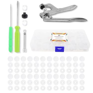 Imagem de Mandala Crafts Kit De Botões Pressão Plástico Sem Costura, Tamanho 24, 15 Mm, 5/8" T15, Branco, Com Alicates Pressão, Ferramentas Para Costura Tecidos E Roupas, 360 Conjuntos
