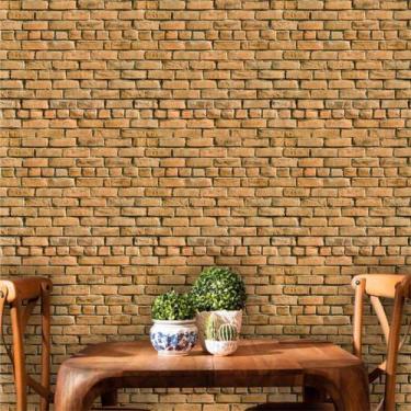 Imagem de Papel de Parede Tijolinho Rústico Bege Alaranjado 250 - Inove Papéis d