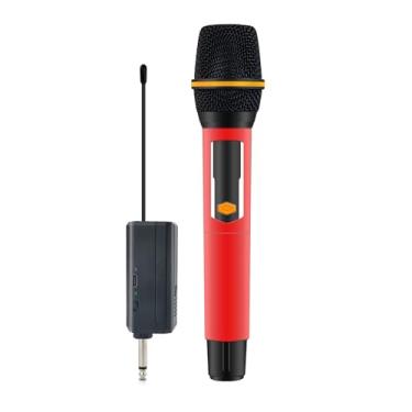 Imagem de Microfone Sem Fio Profissional, Cardioid, 2.4GHz, com DSP e Receptor Universal, Vermelho