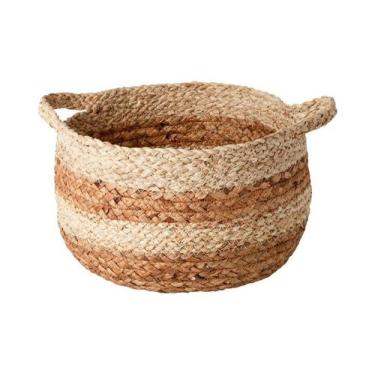 Imagem de Cesto Decorativo Multiuso Trançado Em Fibra Natural Com Alça Resistent