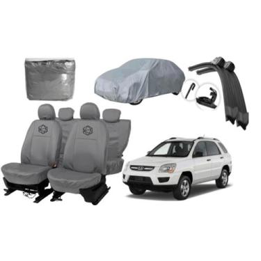 Imagem de Kit capa couro cinza Sportage 2004 a 2010 + limpador brinde - ferro te