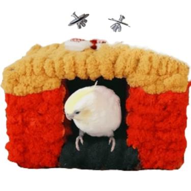 Imagem de Ninho de pássaro para gaiola, cama de pássaro pendurada de pelúcia para periquito, casa de pássaros reprodutores para conure, periquito, calopsita, periquito, canário, tentilhão, ninho quente para