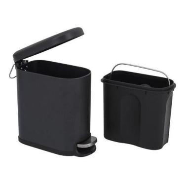 Imagem de Lixeira Retangular Slim 6L Com Pedal E Fechamento Suave Da Tampa 29x14