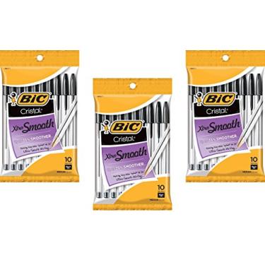 Imagem de Pacote com 3: BIC Cristal Stic Esferográfica, MSP101, Ponta Média (1,0 mm), Preto