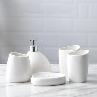 Imagem de Yum Cerâmica Utilidades Domésticas Mármore Acessórios Do Banheiro, Sabão Dispeser Escova De Dentes Titular Tumbler Saboneteira