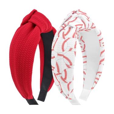 Imagem de Lanmerry 2 peças de tiaras de beisebol para meninas, softball, mulheres, nó de cabeça, acessórios de cabelo para crianças, meninas adolescentes