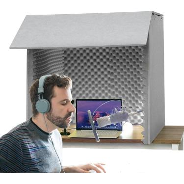 Imagem de Capa à Prova De Som Para Desktop, Escudo De Isolamento De Microfone, Cabine Vocal Portátil Para Gravação, Para Estúdio Doméstico, Gravação De Música, Podcasting, Green, 80 * 80 * 80cm