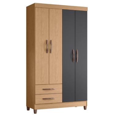 Imagem de Guarda Roupa Solteiro 103cm 4 Portas Dony A02 Freijó/titanium - Mpozenato