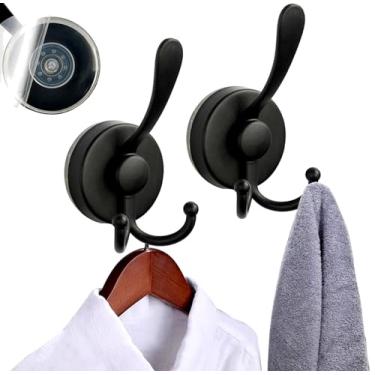 Imagem de Flytank Ganchos adesivos com ventosa para chuveiro, banheiro, cozinha, porta de vidro, espelho, azulejo – ganchos de bucha, roupão e toalha para pendurar até 11 kg - à prova d'água e à prova de