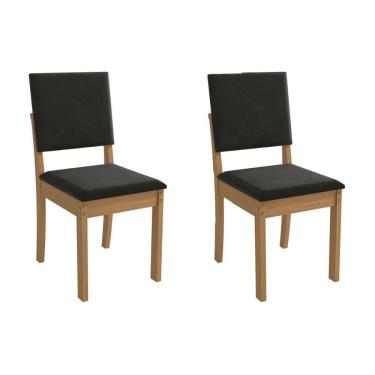 Imagem de Cadeira Sala de Jantar Luna 2CAD160 Madeirado Kit 2 Un Canela/Suede Preto - Kappesberg