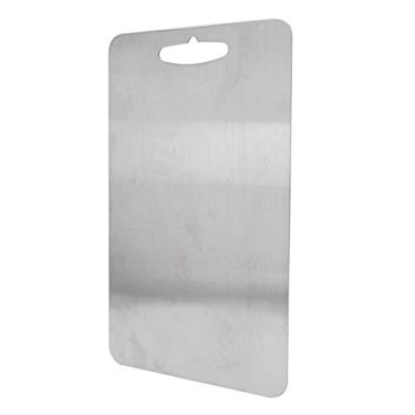 Imagem de Tábua de corte Multifuncional dupla face aço inoxidável tábua de cortar para cozinha cozinhar carne vegetal corte durável fácil de limpar antiderrapante Design 29x20cm