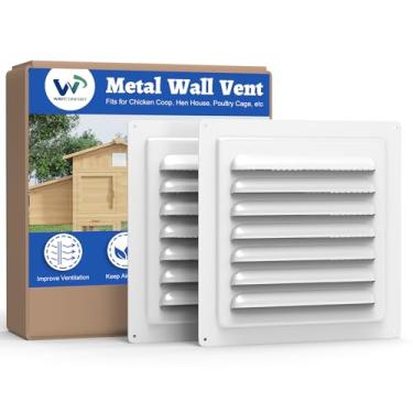 Imagem de Wintcomfort Ventilação de parede de metal para galinheiro, 2 unidades de ventilação de galpão de metal de 25,4 x 25,4 cm com tela integrada para antidetritos, grade de ventilação para galinheiro