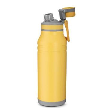 Imagem de Garrafa com Alça e Bico 1,2L em Aço Inox Amarela - Desembrulha