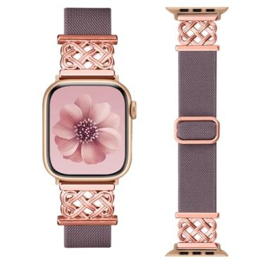 Imagem de Pulseira masculina de nylon Elestic compatível com Apple Watch séries 10 de 44 mm, 45 mm, 42 mm, 46 mm e 49 mm, compatível com Apple Watch séries 10, 8, 7, 6, 5, 4, 3, 2 e 1 SE Ultra