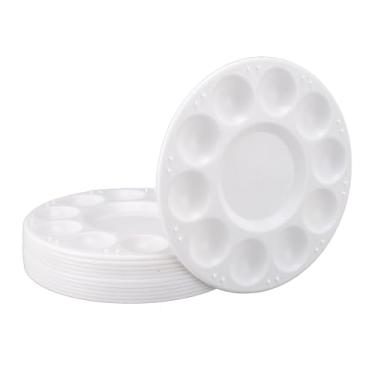 Imagem de TOPINCN 12 Bandejas de Tinta de Embalagem Paletas, Paletes de Tinta de Plástico 10 Poços Pintura de Bandeja de Bandeja para Estudantes, Bandeja de Tinta de Tinta Redonda Bandeja de