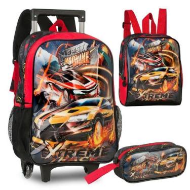 Imagem de Kit Mochila De Rodinhas Carros Fast Machine Clio Fm3492K