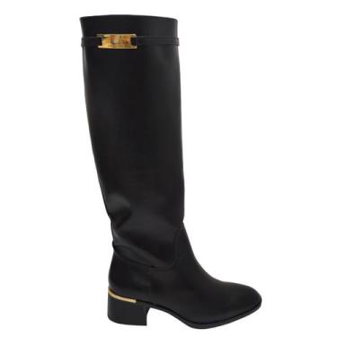 Imagem de Bota Cano Longo Via Marte Feminina 098-002-01, Preto, Fosco, 35