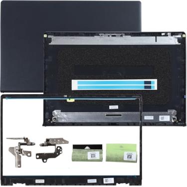 Imagem de Tampa traseira LCD de substituição com moldura frontal com dobradiças e tampa de eixo para laptop Dell Inspiron 15 3510 3511 3515 3520 3525, 0VW3NO 00WPN8 09WC73 0681GY com duas tiras adesivas