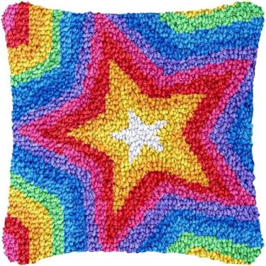 Imagem de Kits de travesseiro com gancho de trava para adultos e crianças iniciantes, kit de travesseiro com gancho de trinco para fazer artesanato para meninas, meninos, presentes de Natal, tela impressa, fio