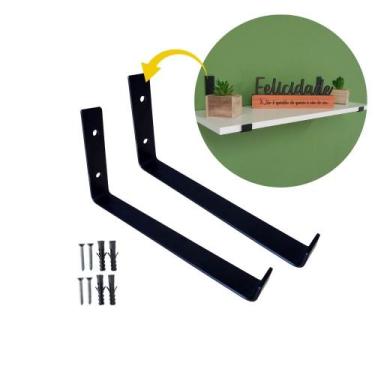 Imagem de Suporte Mão Francesa Invertido para Prateleiras 25cm Cantoneira L Pret