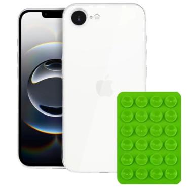 Imagem de Gshield Kit Capa Case Premium Crystal Slim em Acrílico Transparente + Ventosa de Silicone (Verde, Iphone 16E)