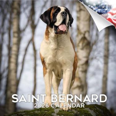 Imagem de Calendário de São Bernardo 2024 2025 - Calendário de parede mensal de raça de cachorro - 30,5 x 61 cm aberto - Papel grosso sem derramamento - Presente - Calendário de planejamento e organização de