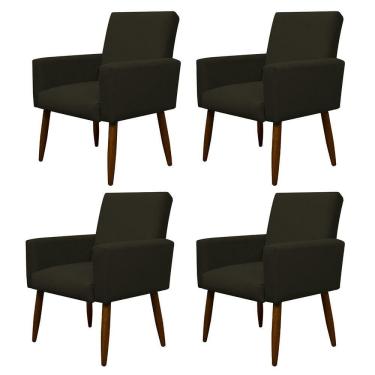 Imagem de Kit 4 Poltronas Decorativa Sala E Quarto Nina Suede Herrero Cor:marrom