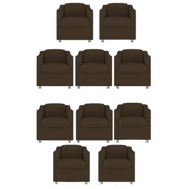 Imagem de Kit 10 Poltronas Bia Decorativa Reforçada Recepção Clinica Salão Sala De Estar Suede