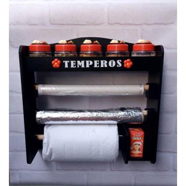 Imagem de Porta temperos porta condimentos com 5 potes decorados com biscuit - A