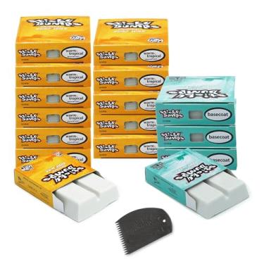 Imagem de Sticky Bumps Pacote original de cera de surfe | 85 g - pacote com 12 quente/tropical (20.6 °C/20°C) + 4 pacotes de base (todas as temperaturas) + pente de cera de surfe | Longa duração, Biodegarbale |