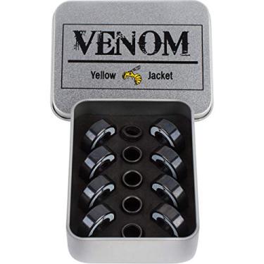 Imagem de Jaqueta amarela Premium Skateboard Bearings – Revestimento de titânio, bolas de cerâmica – Pro Longboard – Alta velocidade, precisão para skates, longboards, skates, patins, Black Venom - Washers and Spacers