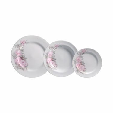 Imagem de Serviço de Baixela 18 Peças em Porcelana, Modelo Itamaraty, Redondo, Decoração Maresias, Porcelana Schmidt