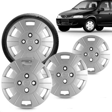 Imagem de Kit 4 Calotas Celta 2000 Aro 13 Prata Cubo Baixo Grid