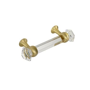 Imagem de #G-60 CKP Brand Elegance Glass Collection Puxador de vidro, Barra, Single - 3 in., Clear with Satin Brass Base