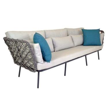 Imagem de Sofá Costa Rica Estrutura de Alumínio Corda Náutica Almofadas Impermeá