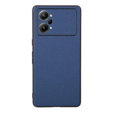 Imagem de Capas Compatível com OPPO K10 PRO,Design de grão levantado de superfície,Proteção contra queda,Anti impressão digital,Anti arranhões,Aparência de couro de imitação de plástico macio-Blue