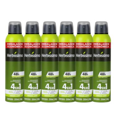 Imagem de Kit Desodorante Aerosol Antitranspirante Herbíssimo Green Leaf 250Ml - 6 unidades