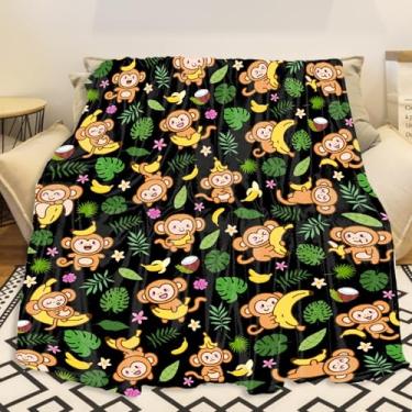 Imagem de Cobertor de macaco, presentes de macaco fofos, cobertores de flanela macia, aconchegante, leve para quarto, cama, sofá, decoração para quarto de crianças, mulheres, homens, 101,6 cm x 127 cm