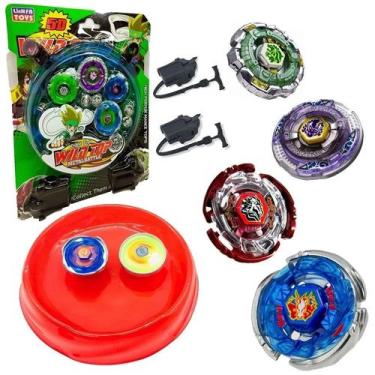 Imagem de Kit 4 Beyblades Tornado Speed Com 2 Lançadores Arena de Batalha e Aces