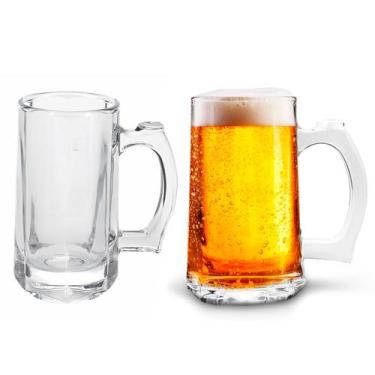 Imagem de Caneca De Chopp Cerveja 380 Ml Kit 2 Unidades Conjunto Copos De Vidro 