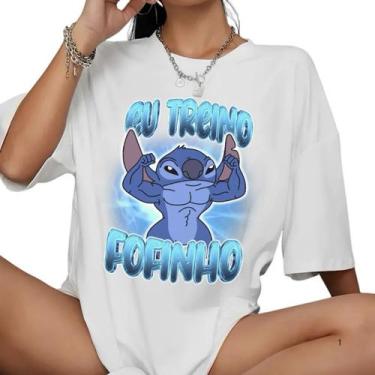 Imagem de Camiseta Oversize Feminina Eu Treino Fofinho Preta Branca - Delite, Br