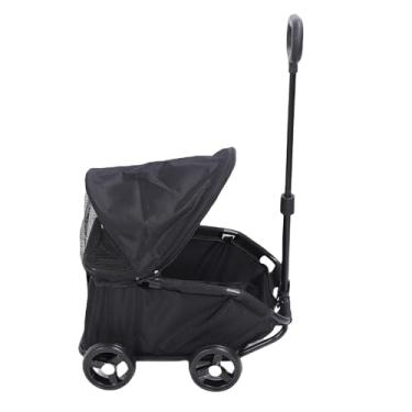 Imagem de RiToEasysports Carrinho de Estimação Dobrável de Animais de Estimação, Rodas Leves de Dosselas Leves 4 Rodas de Carrinho de Estimação Dobrável para Cães Pequenos Gatos (Preto)