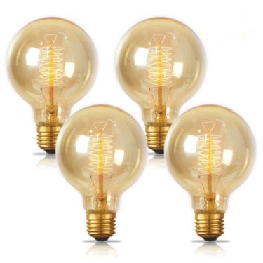 Imagem de Lâmpada Jslinter Edison 60W G80/G25 E26 âmbar regulável de 4 unidades