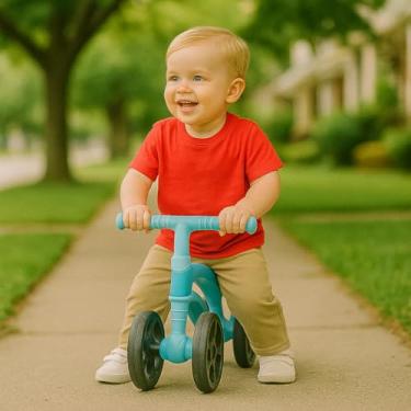 Imagem de Bicicleta de Equilíbrio Infantil, 4 Rodas, Sem Pedal, Design Futurista, para Crianças acima de 1 Ano, Vermelha, Rosa, Azul (Azul)