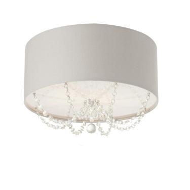 Imagem de Plafon Em Tecido Com Pingentes Cristal 30Cm Diâmetro Cinza